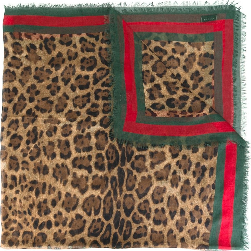 Gucci leopard print scarf with Web