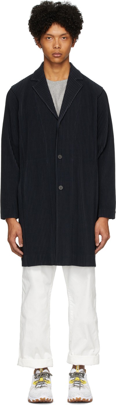 Homme Plissé Issey Miyake Navy Basics Coat