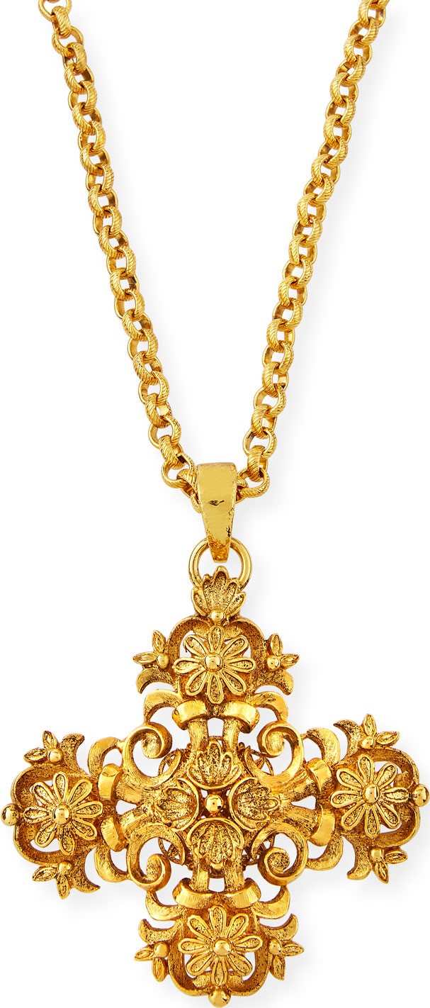 Jose & Maria Barrera Cross Medallion Charm Necklace