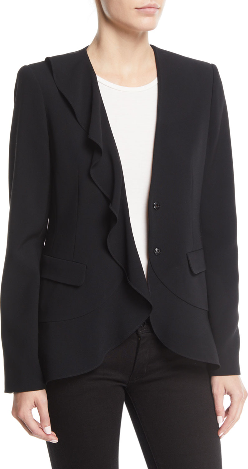 Cinq A Sept Lanier Crepe Ruffle Blazer