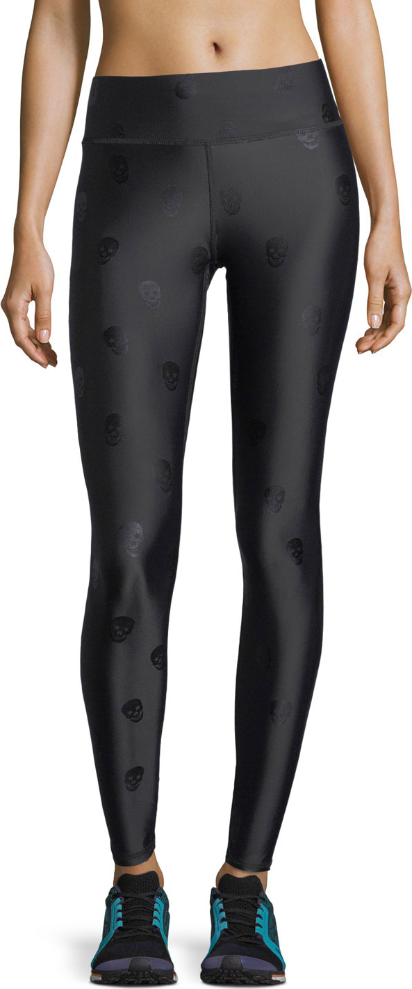 Terez Skull Foil Printed Tall Band Performance Leggings
