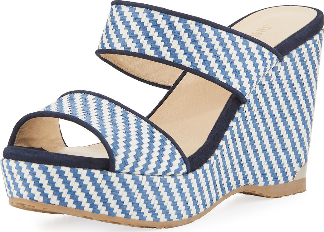 Jimmy Choo Parker Raffia Wedge Platform Slide Sandal