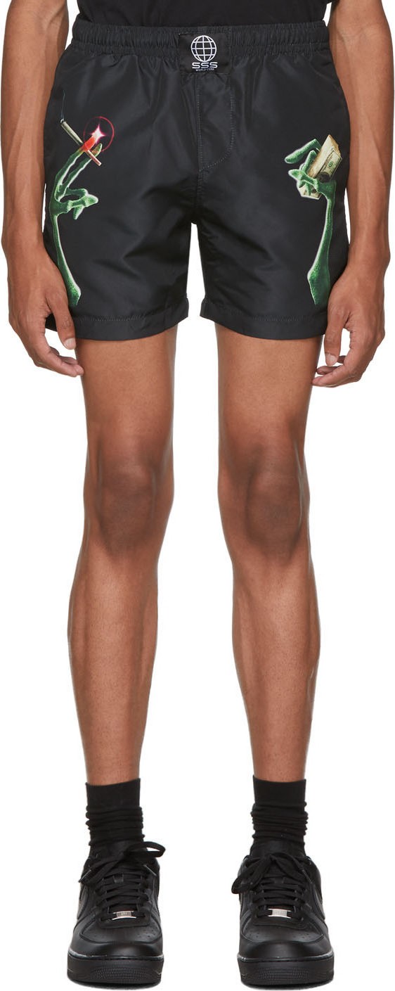 SSS World Corp Black Extrat Money Swim Shorts