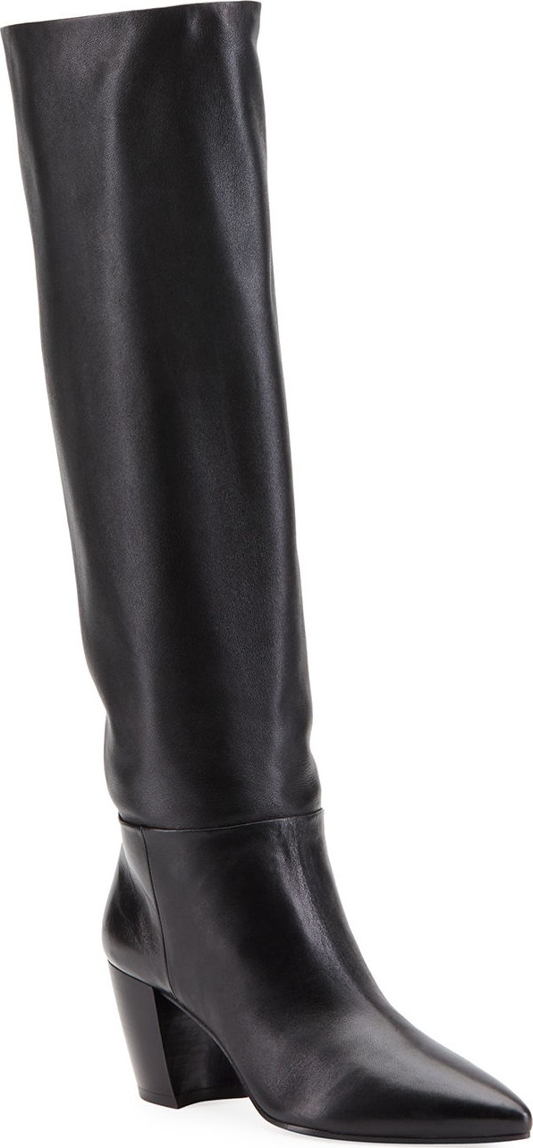 Prada Pointed Western Leather Tall Boots