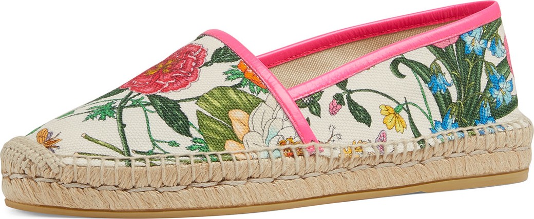Gucci Floral Canvas Slip-On Espadrilles