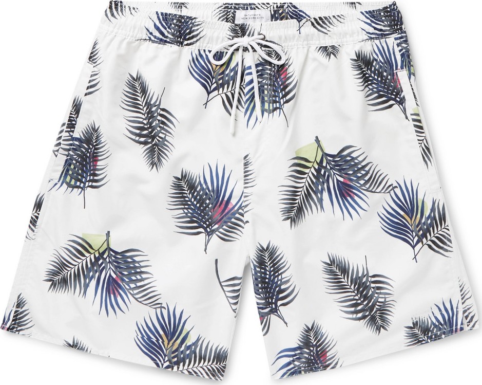 SATURDAYS NYC Wide-Leg Long-Length Printed Swim Shorts