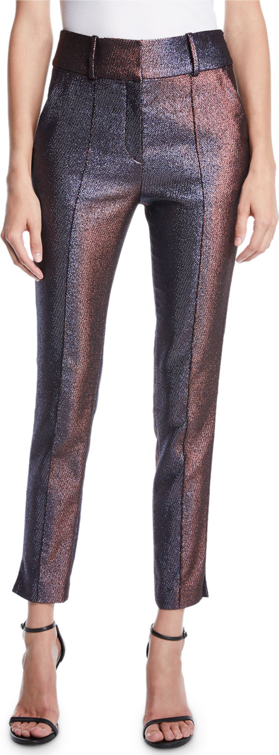 Veronica Beard Lago Metallic Pintuck Trousers