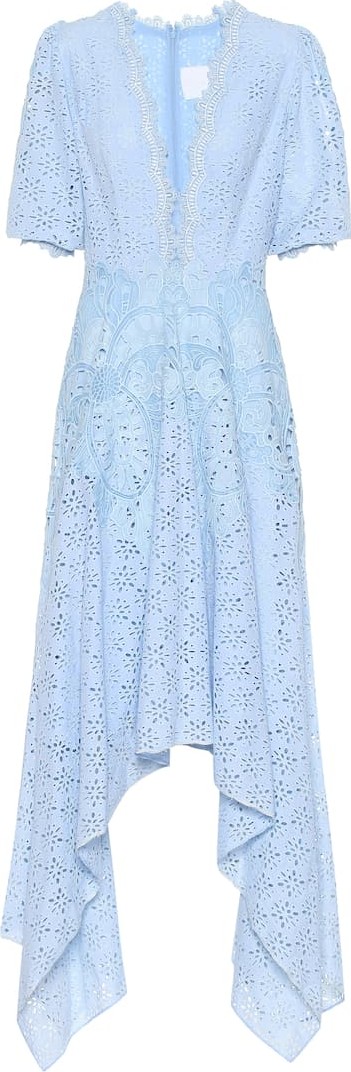 Costarellos Cotton-blend broderie anglaise dress