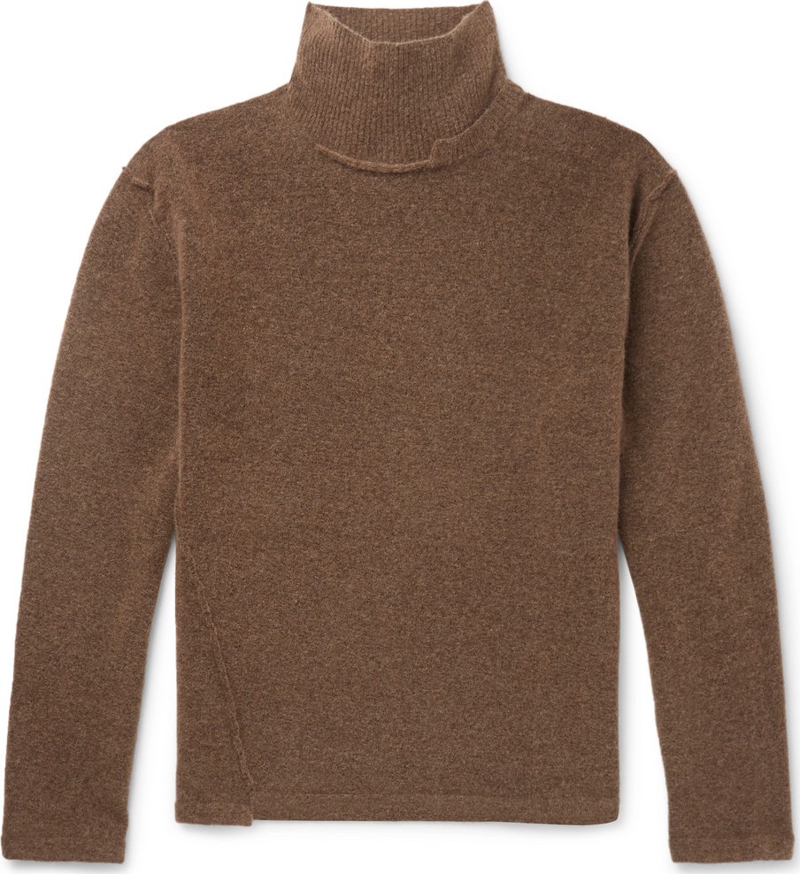 Isabel Benenato Distressed Knitted Rollneck Sweater