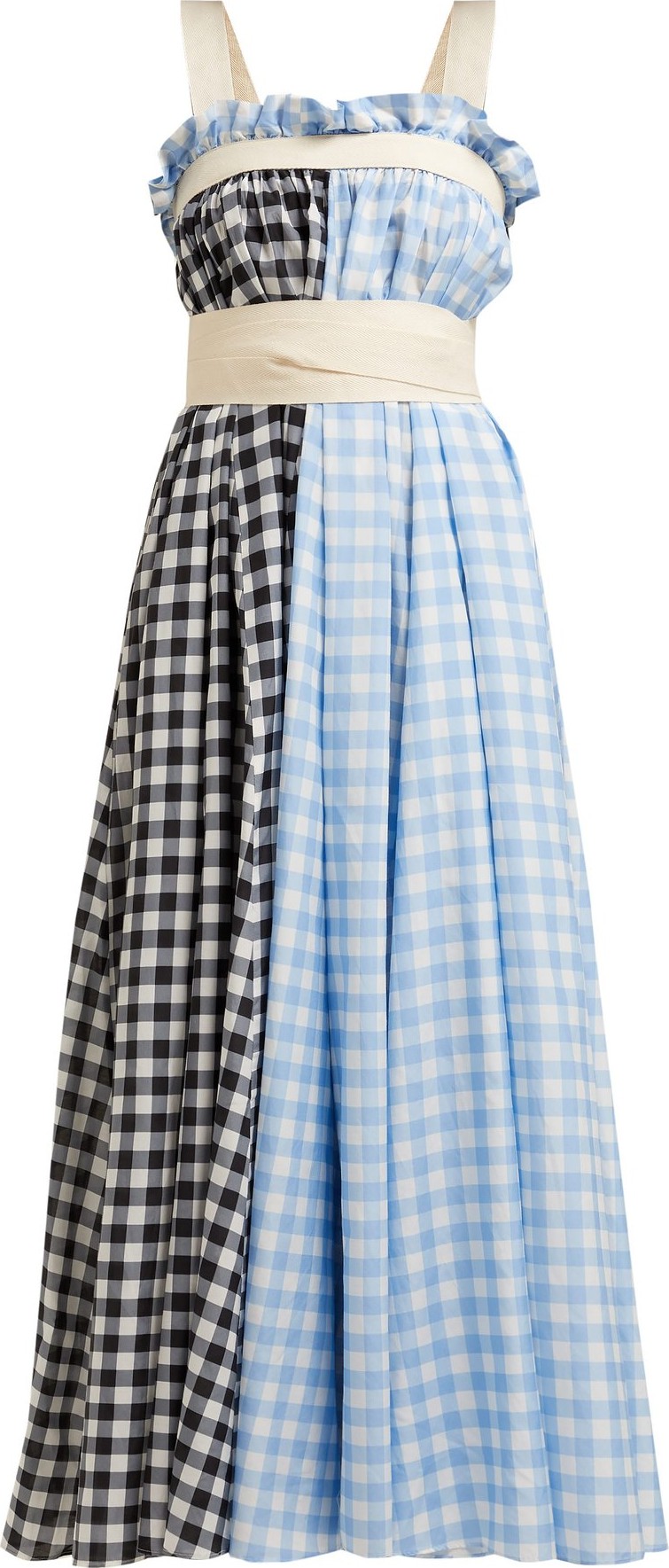 Lee Mathews Clara gingham cotton-blend apron dress