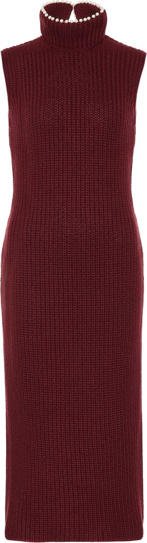 LOEWE Embellished cashmere midi dress