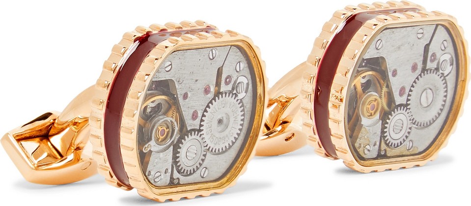 Tateossian Gear Rose Gold-Plated And Enamel Cufflinks