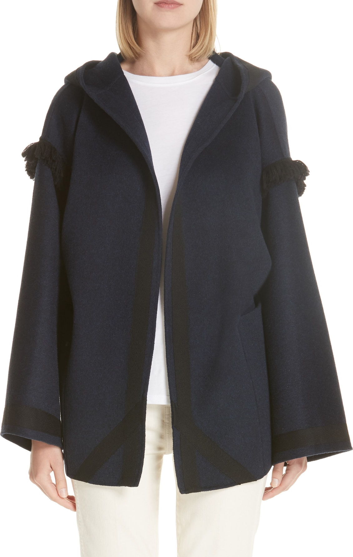 Sofie D'hoore Cyrene Fringe Double Face Wool & Cashmere Coat