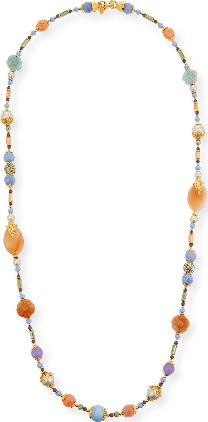 Jose & Maria Barrera Long Semiprecious Beaded Necklace, Pastel