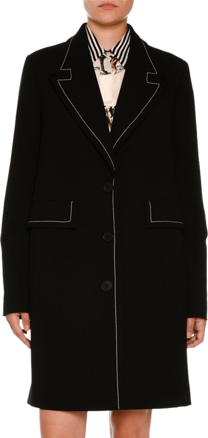 Stella McCartney Topstitched Caban Coat, Black