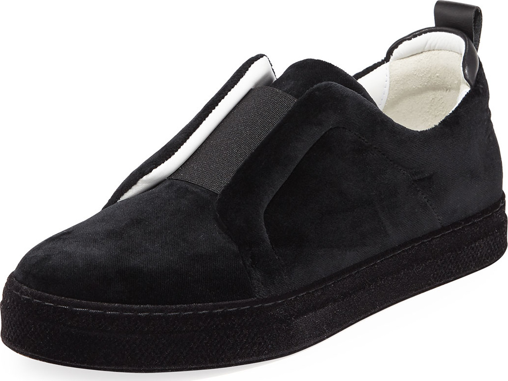 Pierre Hardy Slider Velvet Slip-On Low-Top Sneakers