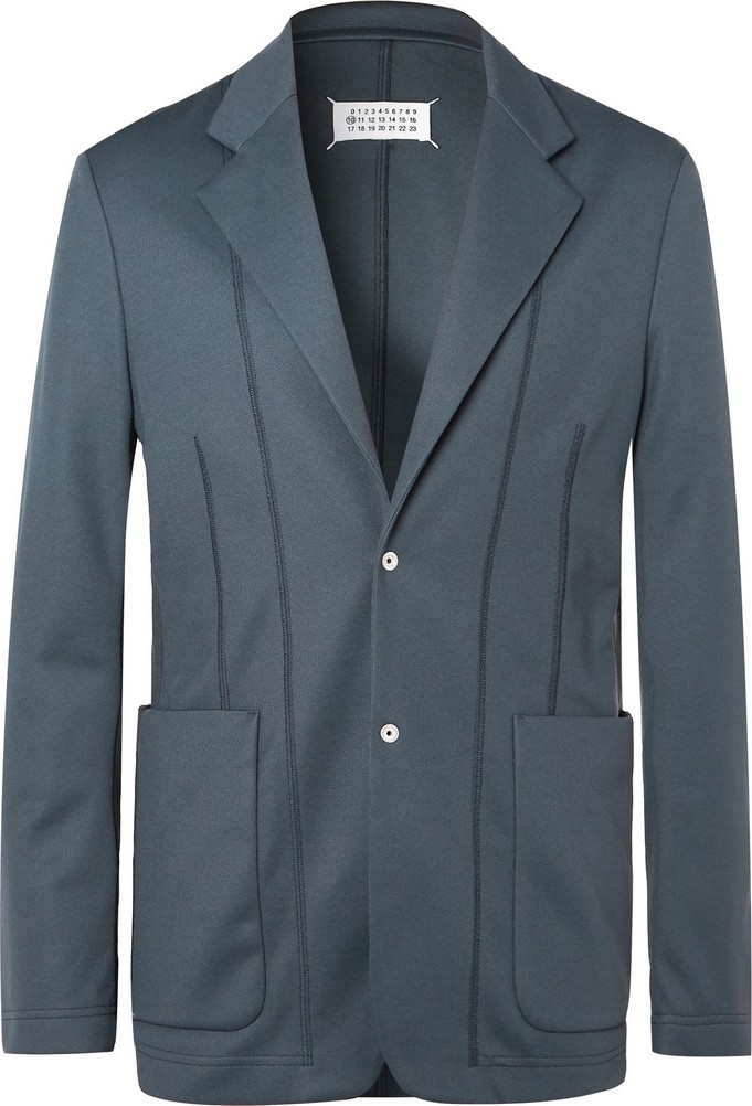 Maison Margiela Anthracite Satin-Trimmed Tech-Jersey Blazer