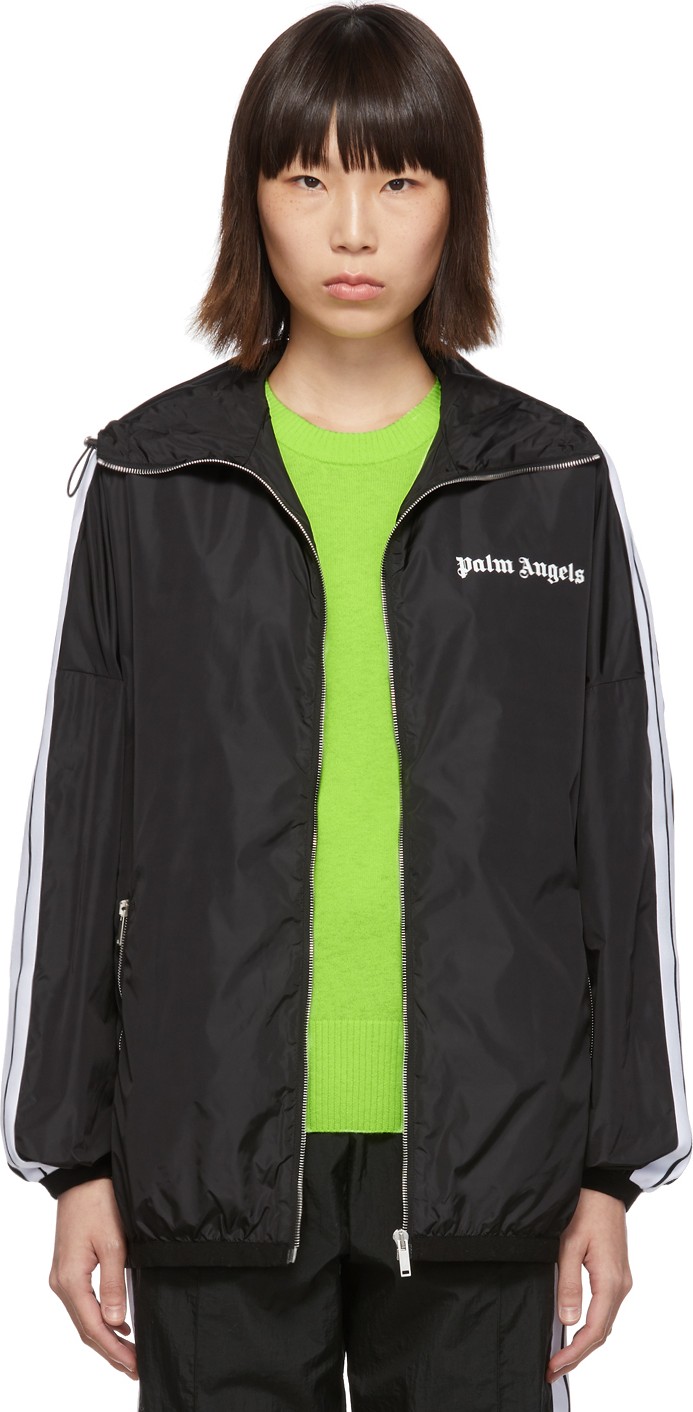 Palm Angels Black & White Track Windbreaker Jacket