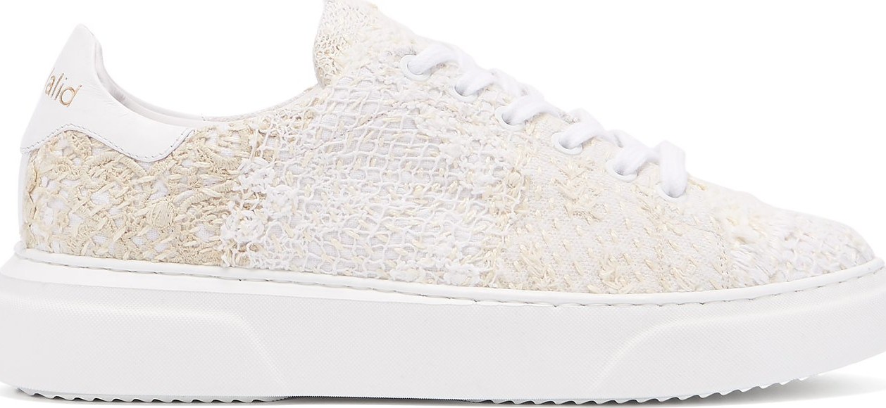 By Walid 19th-century French-lace low-top trainers