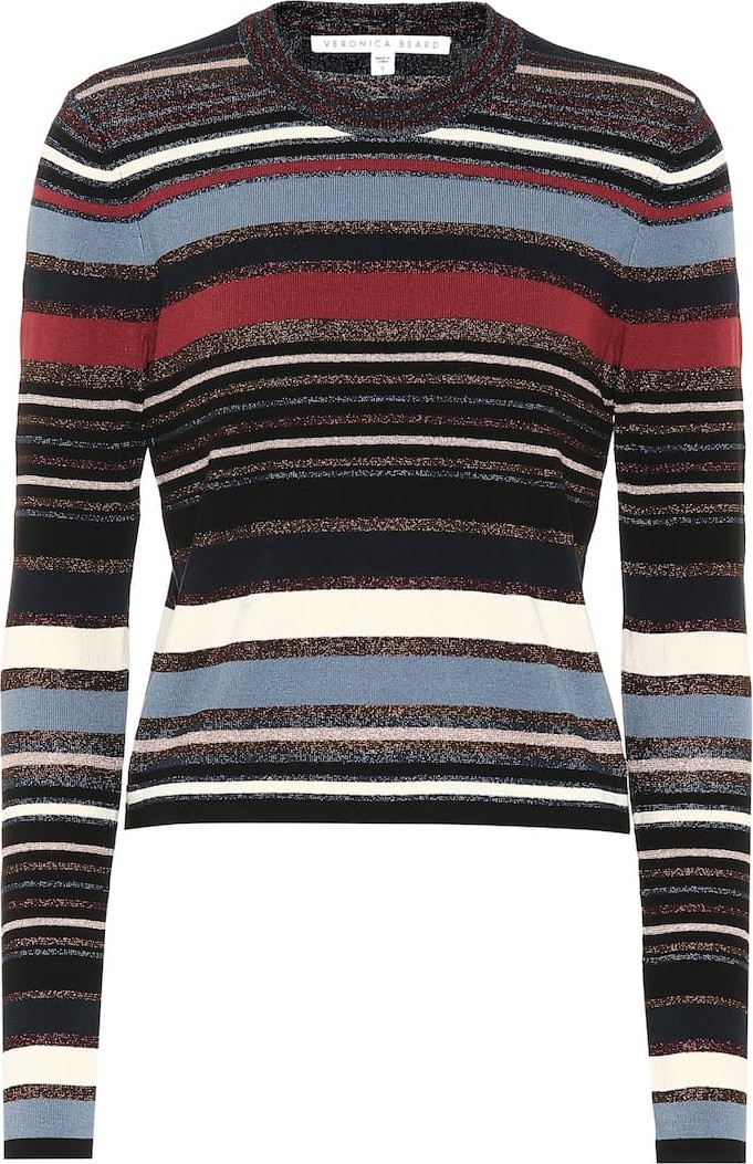 Veronica Beard Palmas striped metallic sweater