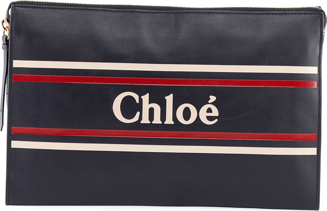 Chloe Large Zip Logo Clutch Bag