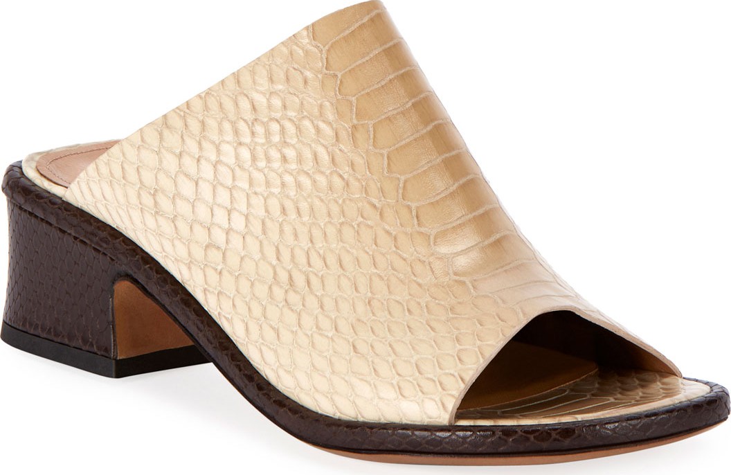 Dries Van Noten Snake-Embossed Slide Mules