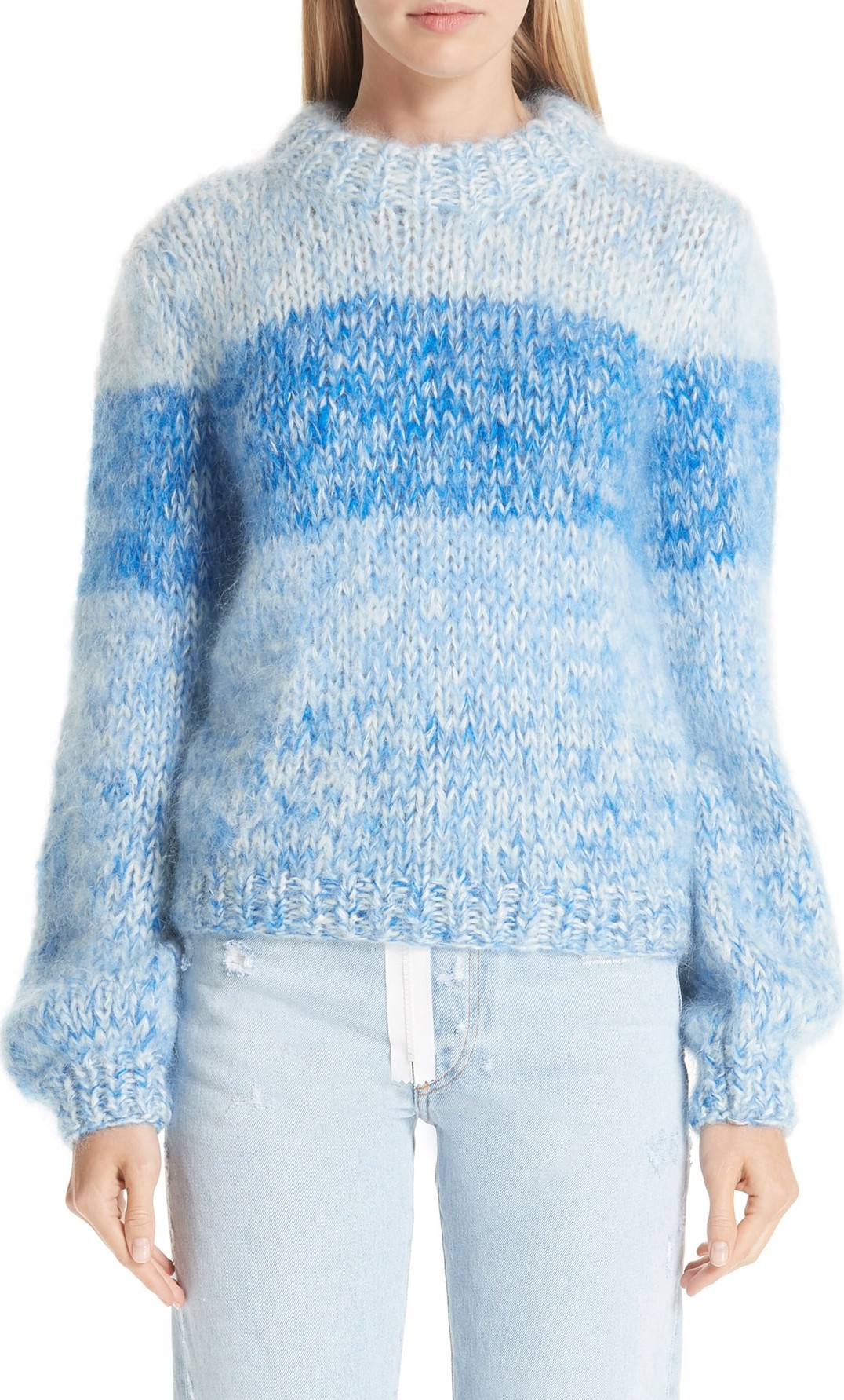 Ganni Julliard Stripe Mohair & Wool Sweater