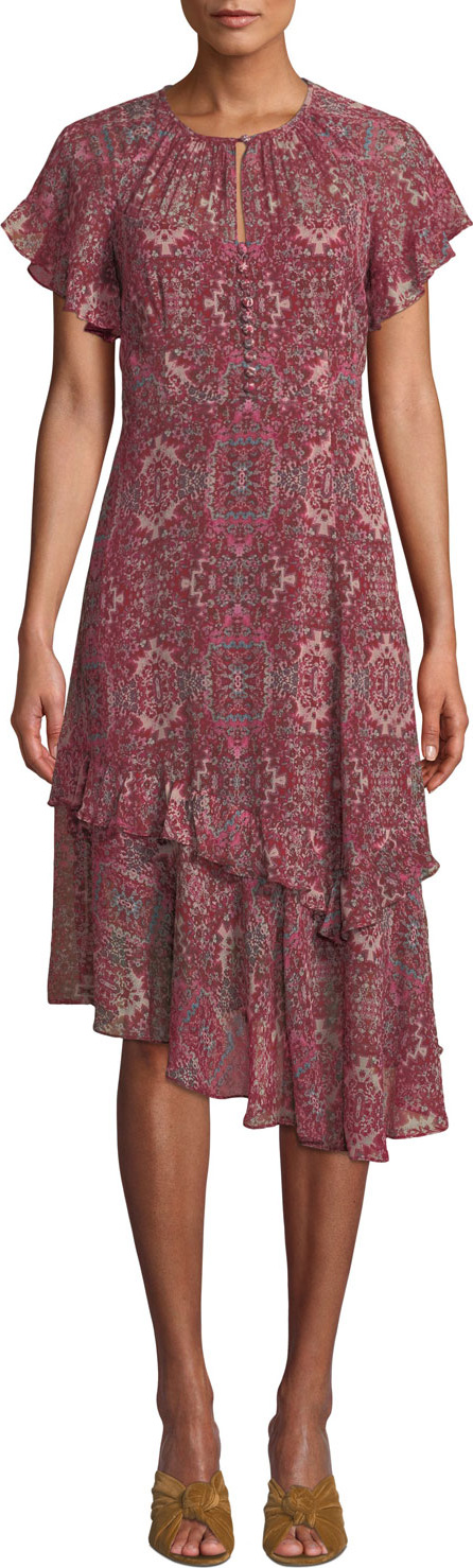 Nanette Lepore Desdemona Silk Dress w/ Asymmetric Hem