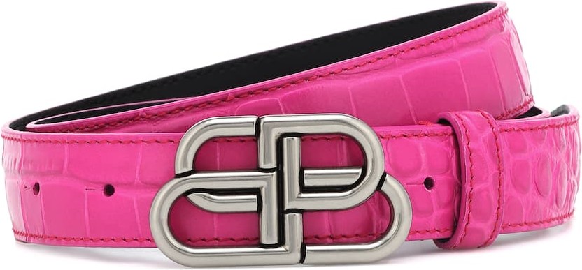 Balenciaga BB croc-effect leather belt
