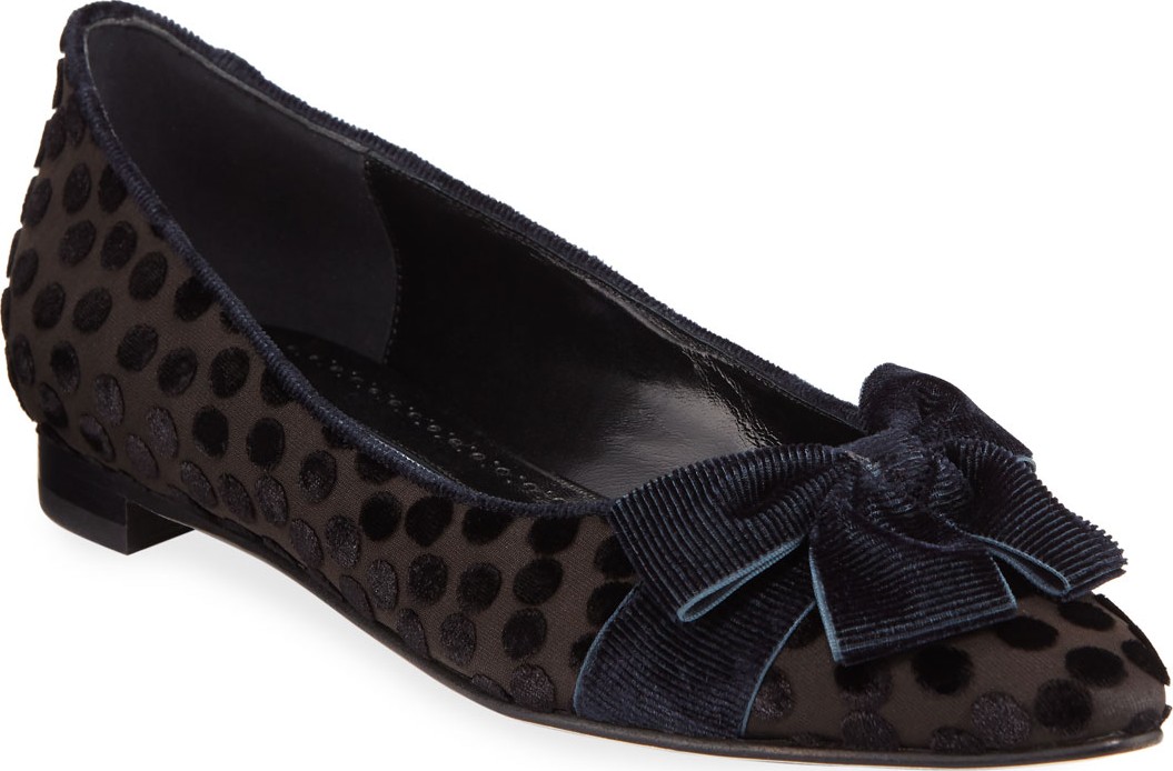Manolo Blahnik Gorina Polka-Dot Velvet Flats
