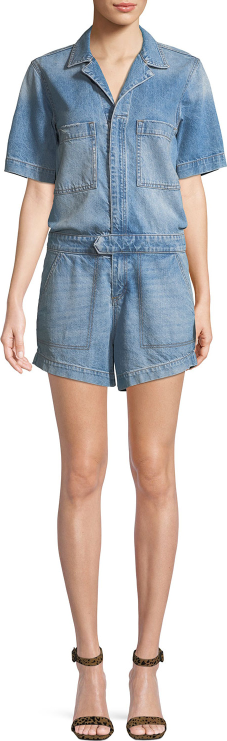 DL1961 Hannah Zip-Front Denim Romper