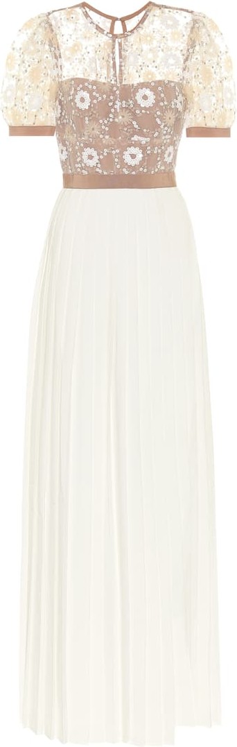 Self Portrait Embellished mesh and crêpe gown