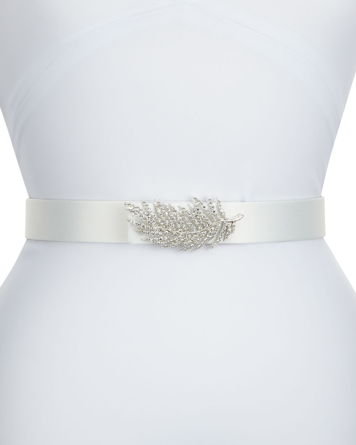 Deborah Drattell Lolette Satin Crystal Belt, Ivory