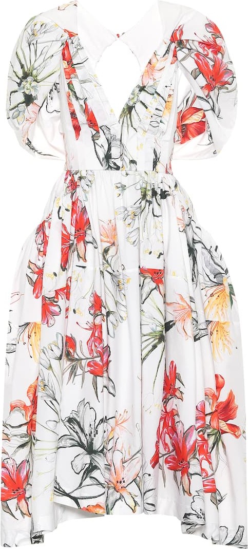 Alexander McQueen Floral cotton midi dress