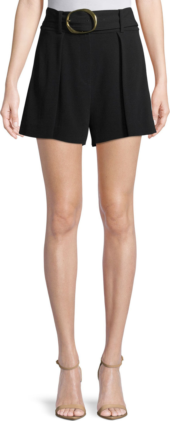 Derek Lam 10 Crosby Belted Flared-Leg Crepe Shorts