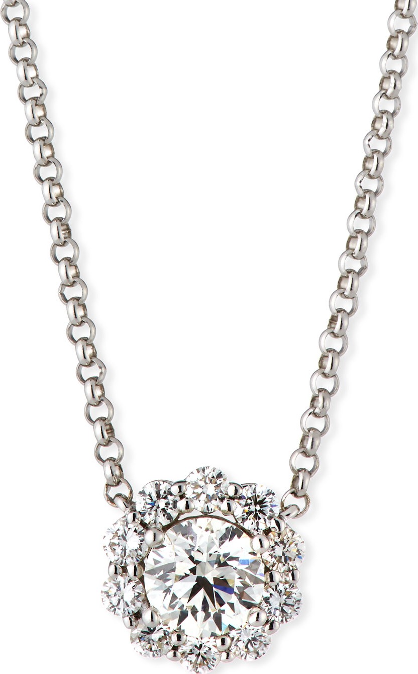 Memoire Blossom Diamond Pendant Necklace in 18K White Gold, 0.75 tdcw