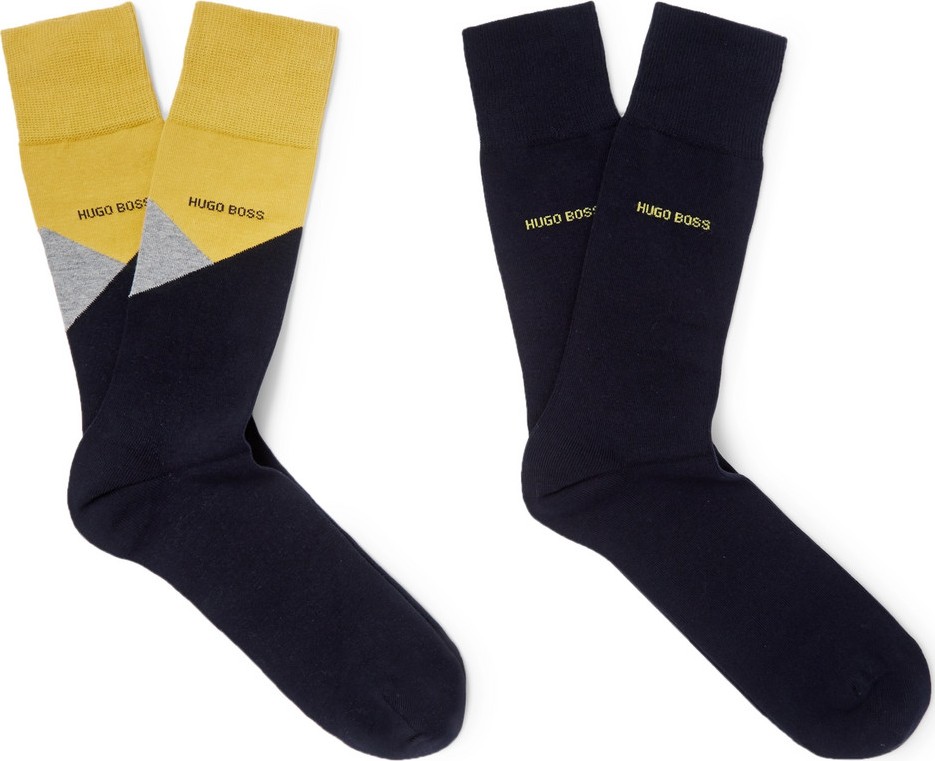 HUGO BOSS Two-Pack Stretch Cotton-Blend Socks