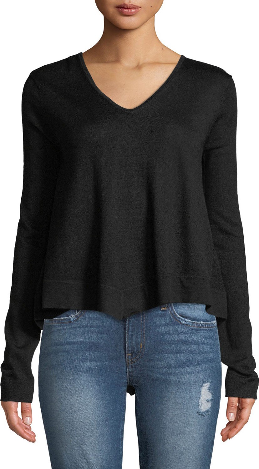 Derek Lam 10 Crosby Ventura V-Neck High-Low Tiered Sweater