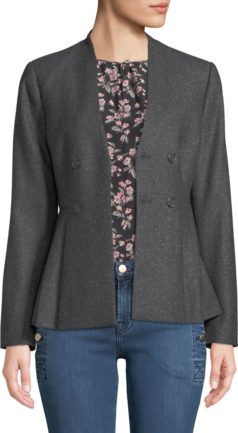 Rebecca Taylor Speckled Herringbone Peplum Jacket
