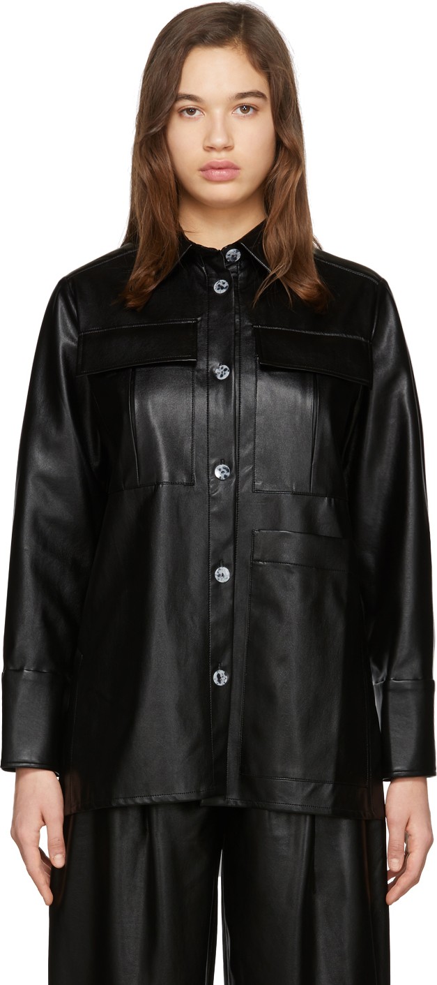 Aeron SSENSE Exclusive Black Faux-Leather Blanche Shirt