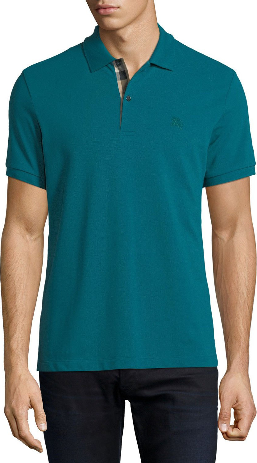 Burberry London England Short-Sleeve Oxford Polo Shirt, Green