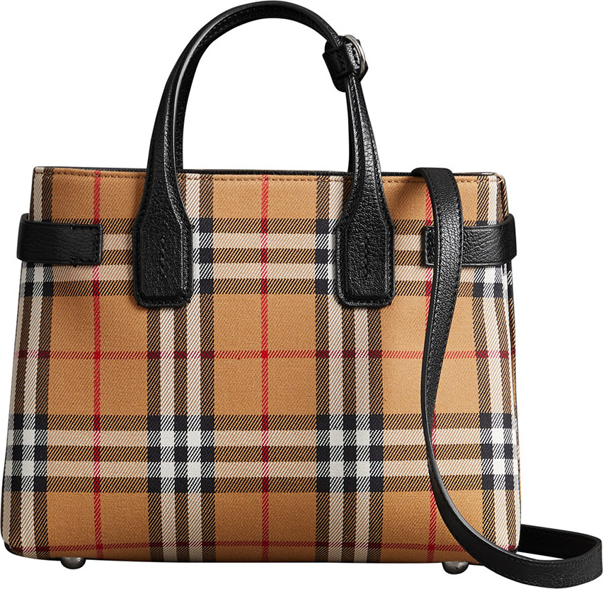 Burberry London England Banner Small Vintage Check Tote Bag
