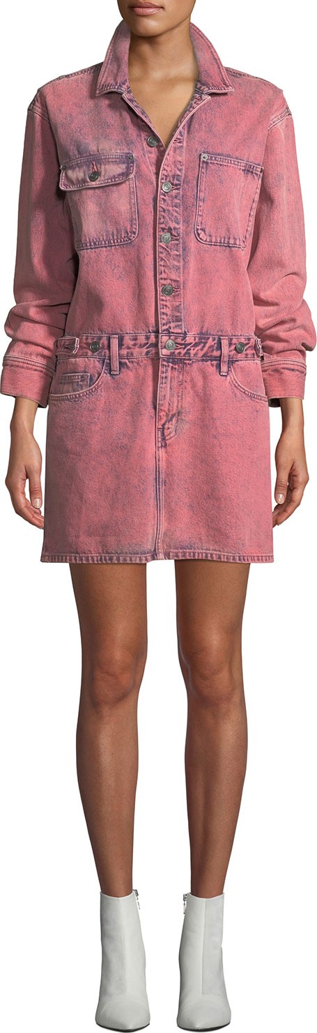 Current/Elliott The Jumpsuit Long-Sleeve Denim Dress