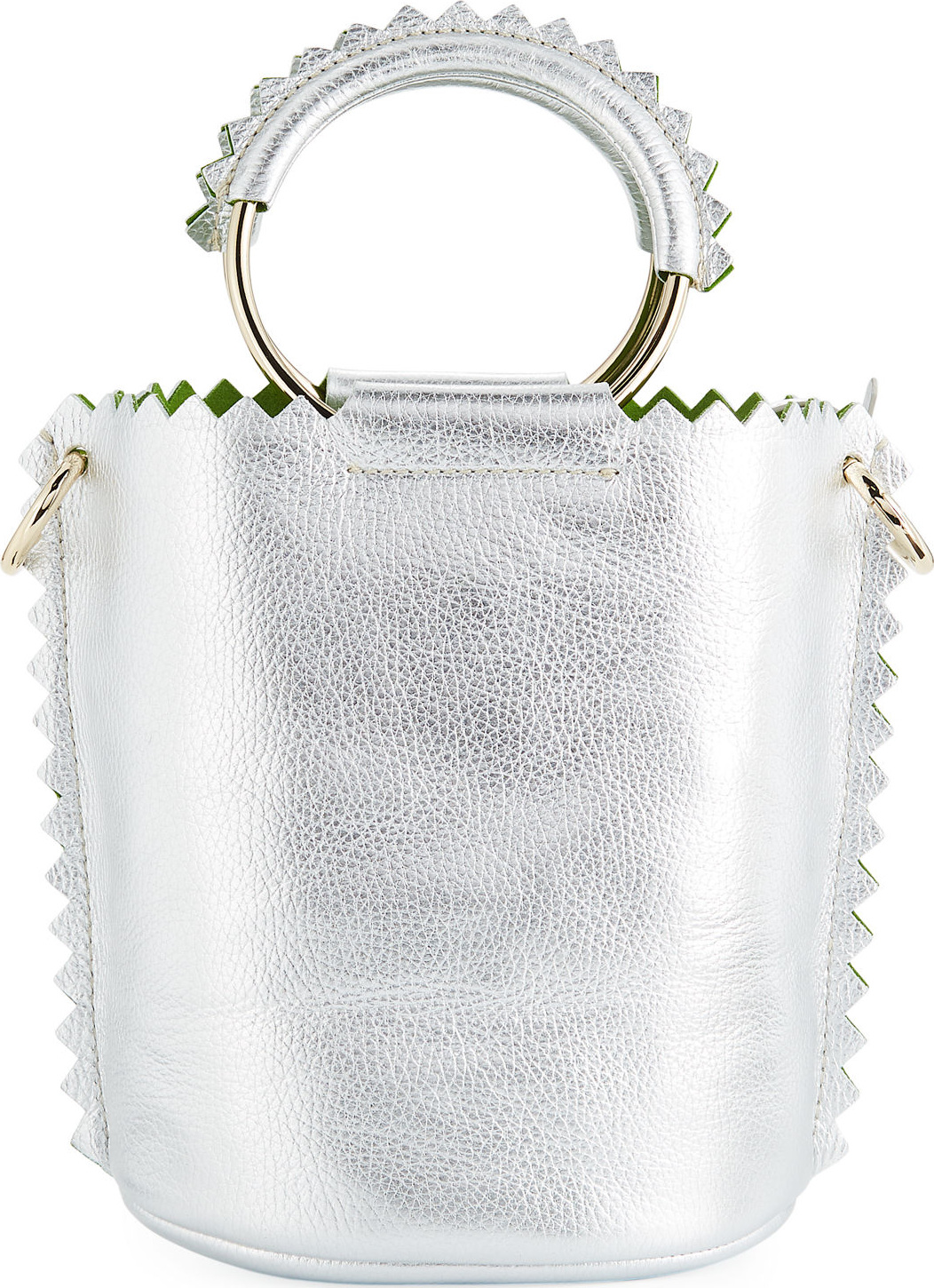 Sara Battaglia Helen Metallic Leather Bucket Bag