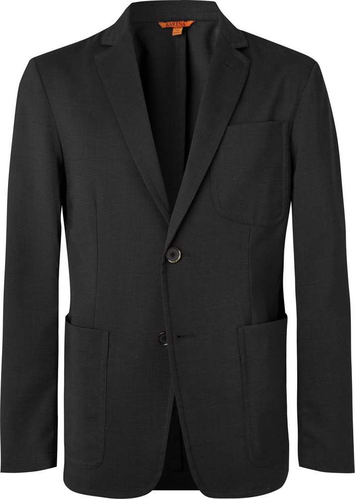 Barena Grey Prince of Wales Checked Stretch-Virgin Wool Suit Jacket