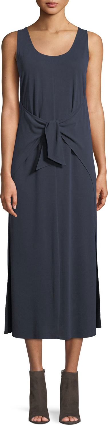 Vince Sleeveless Tie-Waist Midi Dress