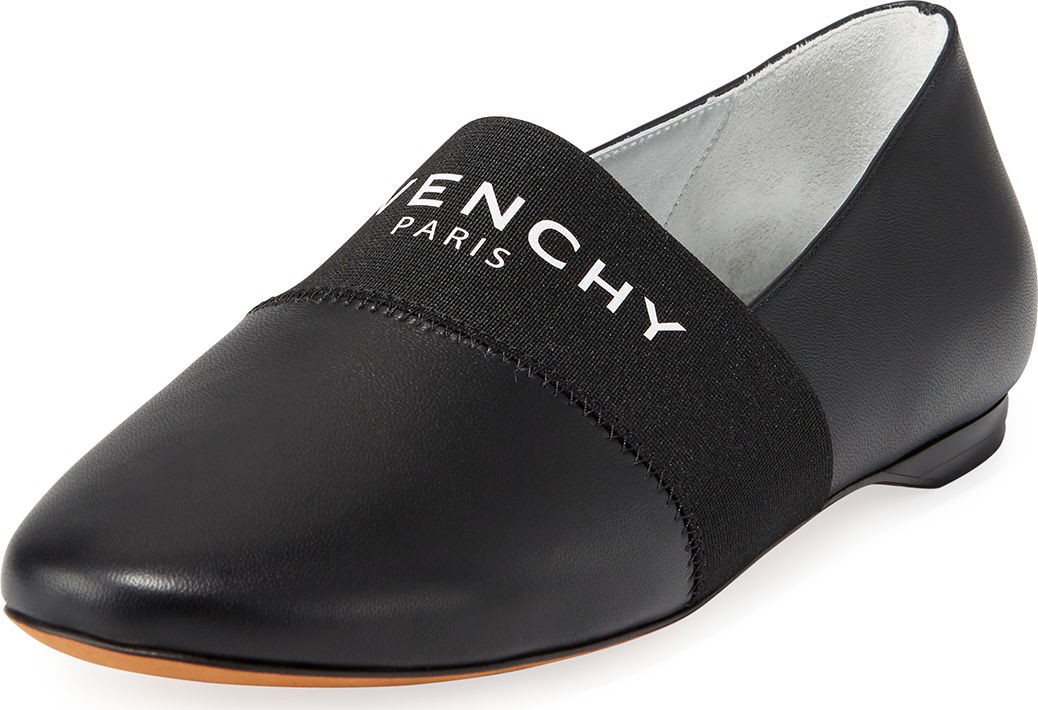 Givenchy Bedford Logo Leather Smoking Slipper Flat