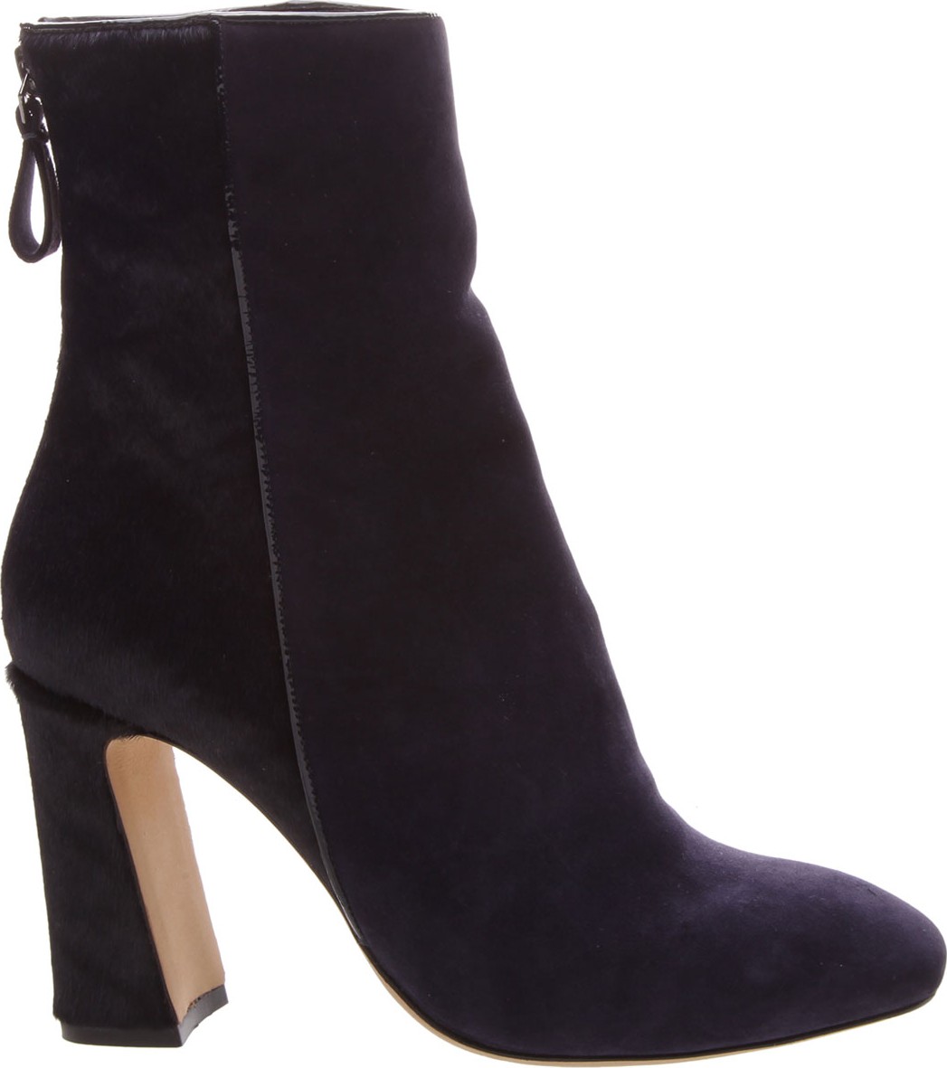 Alexandre Birman Corella Suede & Calf Hair Block-Heel 90mm Booties  Navy