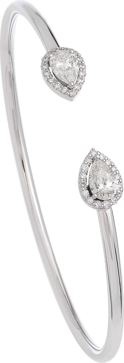 Istanboulli Gioielli Milano Positano 18k White Gold Diamond Teardrop Bangle