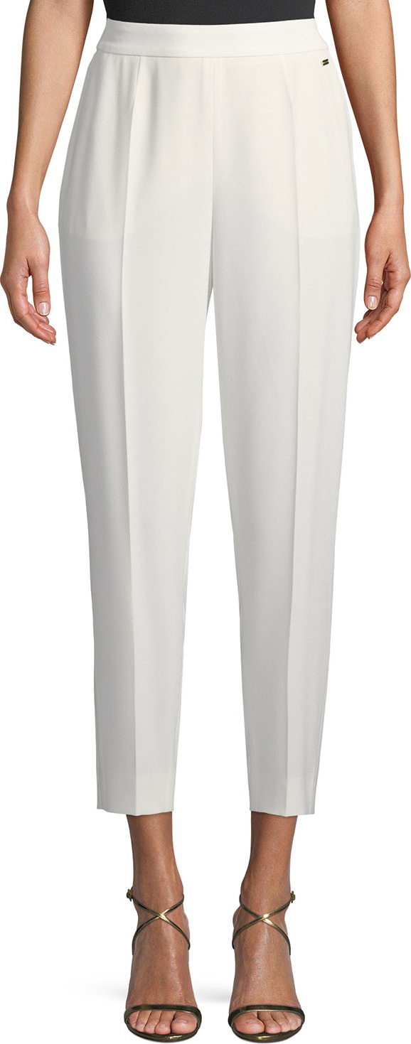 Escada Side-Zip Crepe Ankle Pants